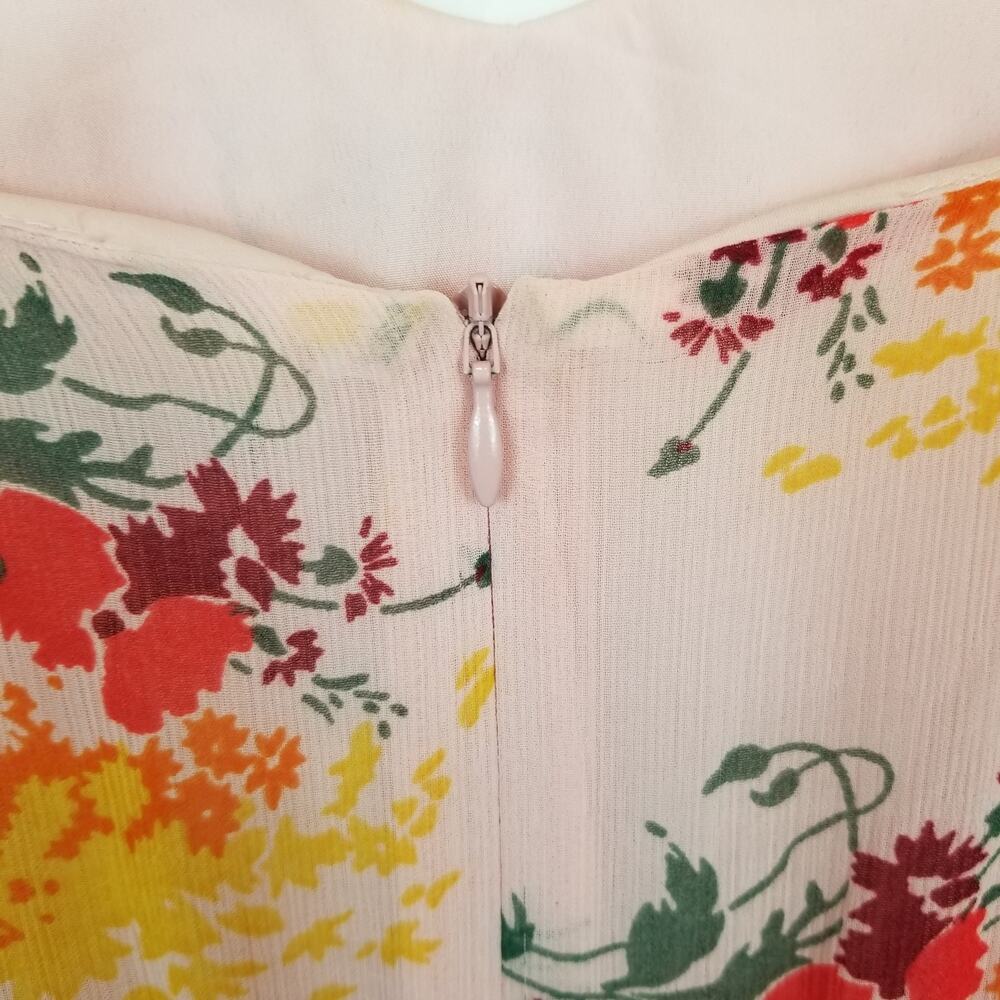 J. Crew Mercantile Tiered Midi Maxi Slip Dress Pink Yellow Red Sunburst Bouquet - Picture 5 of 8